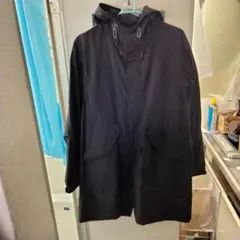 【値下げ！！ほぼ新品】GU フード付き ロングコート 黒 ブラック