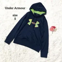 アンダーアーマー プルオーバー パーカー ビッグロゴ 内側総柄 レディース S