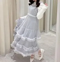 evelyn フリルチュールキャミワンピ