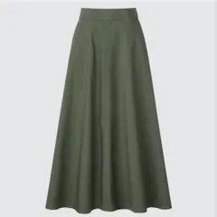 ユニクロ ストレッチコットンブレンドサーキュラースカート S カーキ オリーブ