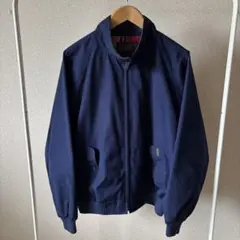希少 90s バーバリー ラムウールハリントンジャケット L G9 ネイビー
