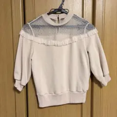 CECIL McBEE フリル付きシースルートップス M