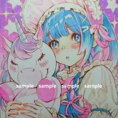 【手描きイラスト 290】オリジナルアナログ原画色紙「ユメカワロリータ」