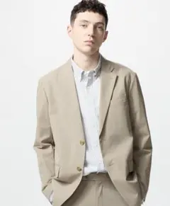 極美品✨】UNIQLO 感動ジャケット コットンライク　ベージュ　M メンズ