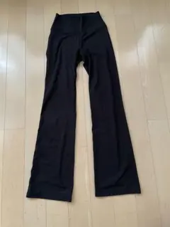 リブ編み ハイウエスト フレアレギンス