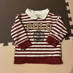 POLO 赤と白のストライプ ポロシャツ 95cm未満