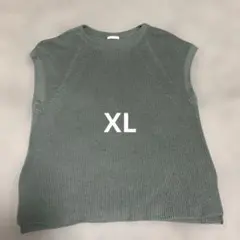GU リブ編み　ニットベスト グリーンGU ジーユー トップス XL