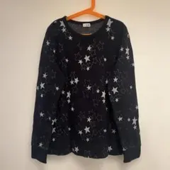 星柄 長袖トレーナー 黒