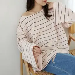 DISCOAT ディスコート　【完売品】2WAYワンショルボーダープルオーバー