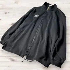 【希少】アディダス L デサント ジャージ 黒 背面3本線 ドローコード ワイド