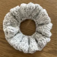 ふわふわニットシュシュ ライトグレー単色