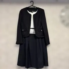 セレモニースーツ3点セット紺 &フリルブラウス付き　サイズ7号