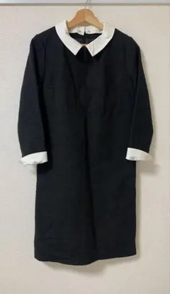 Liala×PG 白襟ツイードオケージョンワンピース　ブラック　サイズL