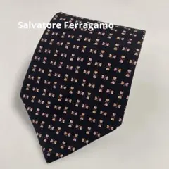 【ネクタイ】Salvatore Ferragamo BLACK 小花柄