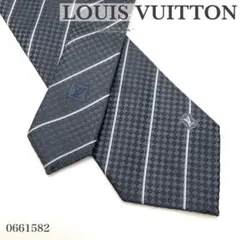 美品✨ヴィトンLOUIS VUITTON✨ネクタイ ネイビー紺 モノグラム父の日