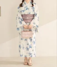 浴衣 水仙の夕涼み ホワイト×ブルー 花柄 Dita 浴衣のみ - メルカリ