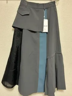アシンメトリーフレアスカート グレー/青/グレイ