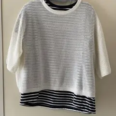 anyfam メッシュニット 半袖　4サイズ ＆ボーダー カットソーフリーサイズ