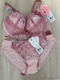 新品未使用。Wacoal リボンブラセットD75 Lサイズ ピンク 花柄セット