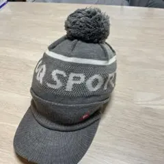 未使用le coq sportif グレー ニットキャップ ポンポン付き