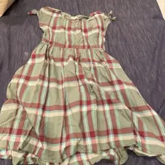 branshes ブランシェス　130 ワンピース　チェック　緑　ノンスリーブ