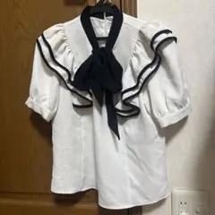 evelyn エブリン バイカラーリボンbs ブラウス