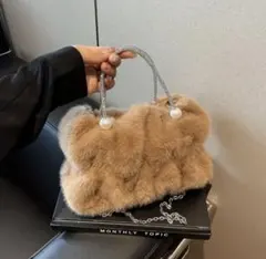 在庫処分 SALE 新品 ファーショルダーバッグ ベージュ