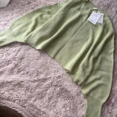 黄緑　ショート丈　ニット　長袖　トップス