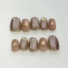 No.12 グレージュマグネット × シアーベージュ　ニュアンスネイルチップ