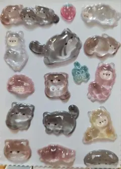 虹色アルパカ&マヌルネコ♡ボンボンドロップシール