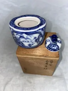 【中古】九谷窯「六角香炉」