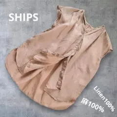 新品☆SHIPS リネンライク パフスリーブ ブラウス 洗濯可能 定価9350円