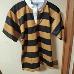 ヴィンテージ convert ラグビー 半袖 ラガーシャツ 茶黒ストライプ M