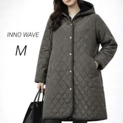 【防寒◎】裏ボア キルティングジャケット フード付き ロング カーキ 冬アウター