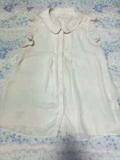 美品☆マジェスティックレゴン　レース　トップス　フリー　白　ホワイト　ブラウス
