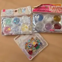 デコレーションパーツ　3袋セット ホロ　グリッター　ストーン