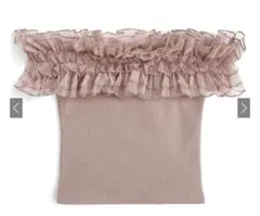 フリルテレコオフショルダーリブトップス