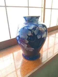 花瓶　ブルー　深川製
