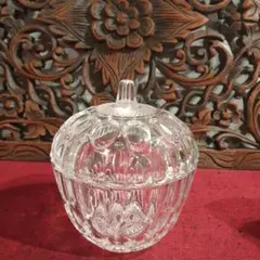 キャンディーポット シュガーポット　りんご　ガラス製　ヴィンテージ　レトロ