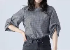 美品 BEAMSHEART 袖ボリューム ブラウス ギンガムチェック