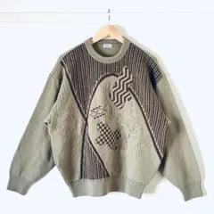 【今だけセール・良品】ライカ 90s個性派デザインニット セーター ベージュ L