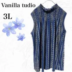 【しまむら】美品✨ノースリーブブラウス 3L 大きめ　フリルネック 小花柄　春夏