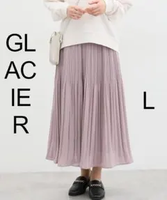 今日限り大特価！プロフ必読GLACIERプリーツロングスカート薄紫 Lサイズ良品
