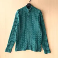 エルエルビーン　ジップニット　ケーブル　フルジップ　コットンニット　無地