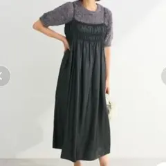 美品✨️レザー風キャミワンピ ブラック フリーサイズ ショコラフィネローブ