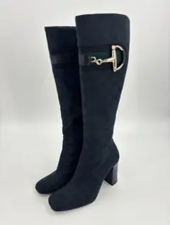 美品 グッチ GUCCI ロングブーツ GGキャンバス 紺21.5cm 1124のサムネイル