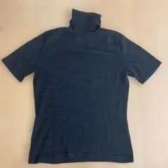 UNTITLEDビーズ付き ブラック タートルネック半袖ニット 2