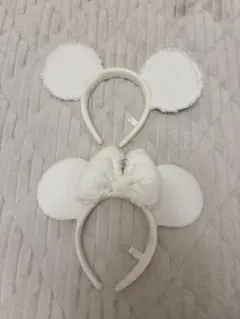 ミッキーミニーホワイトデニムカチューシャ