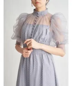 snidel ドットチュールドレス サックス 0サイズ