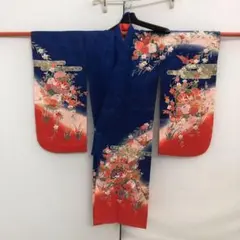 七五三女の子7歳 花柄刺繍の青赤着物 - メルカリ